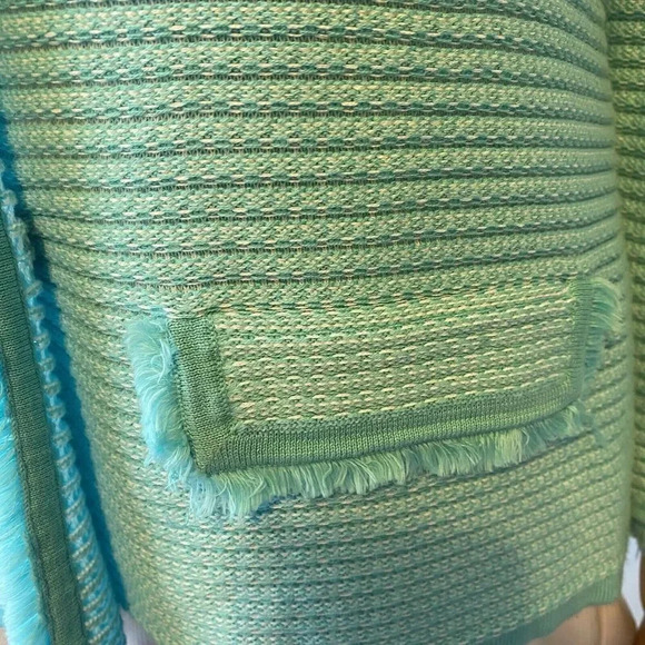 Belford Pima Cotton Textured Fringe 2 Button Blazer Jacket Women M Stretch Cozy - Picture 7 of 10